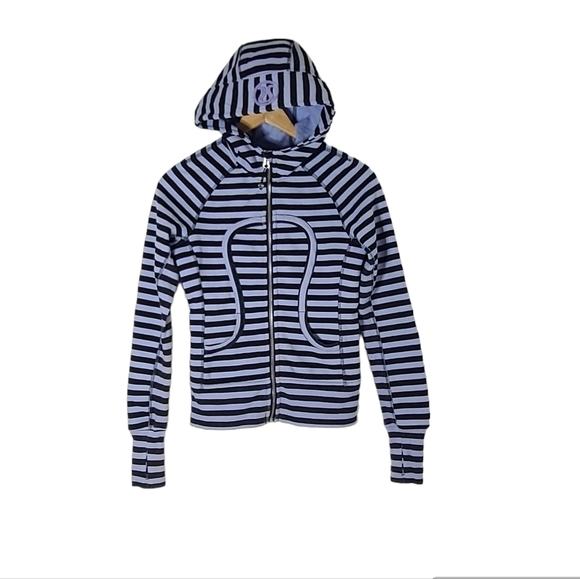 Lululemon Scuba Hoodie *Stretch in Sea Stripe Printed Polar Haze Black Size 2 - Picture 11 of 16